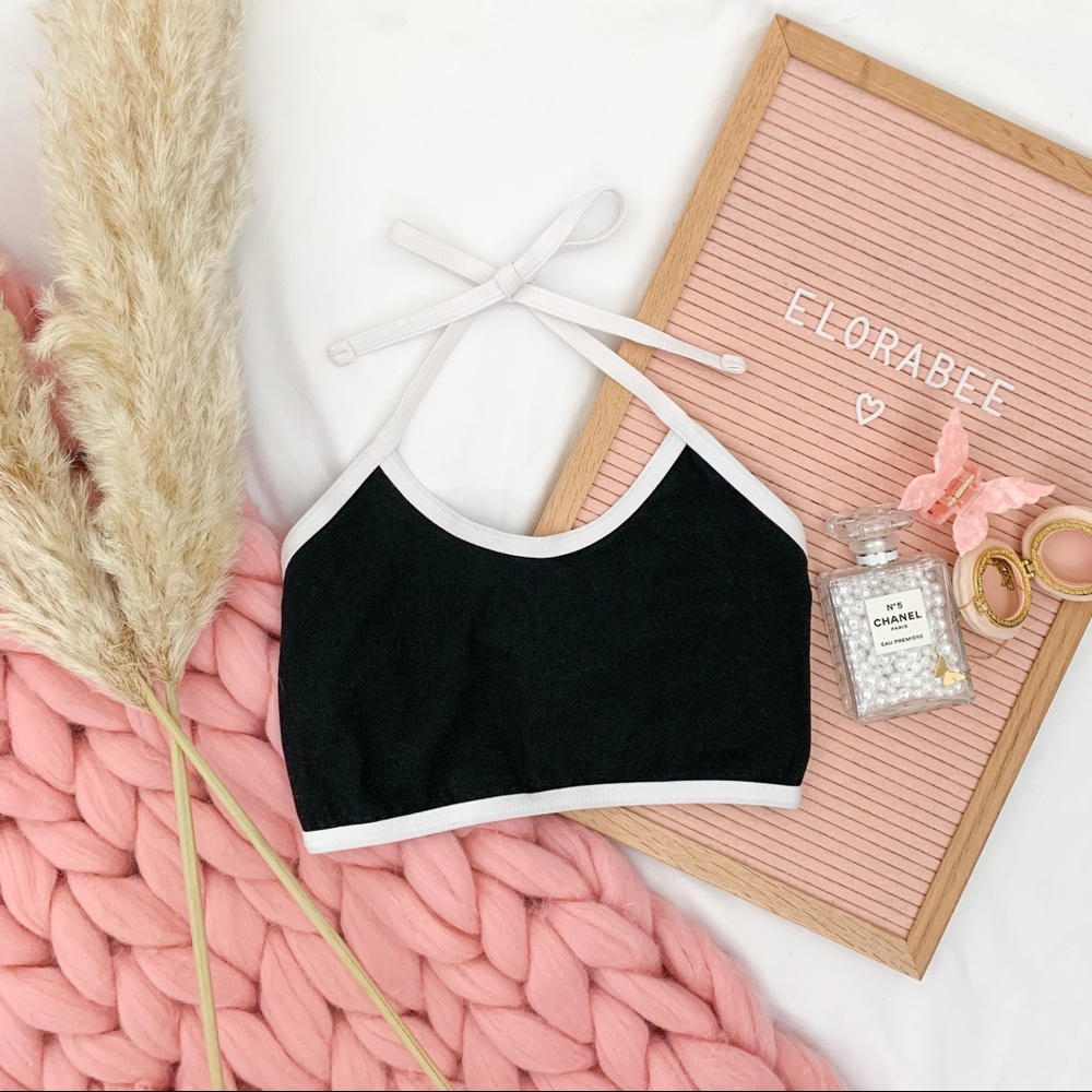 🌸5 for $20🌸 Black and White Trim Halter Tank